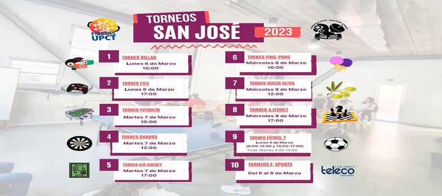 Torneos en la Casa del Estudiante con motivo de las Fiestas de San José UPCT 2023