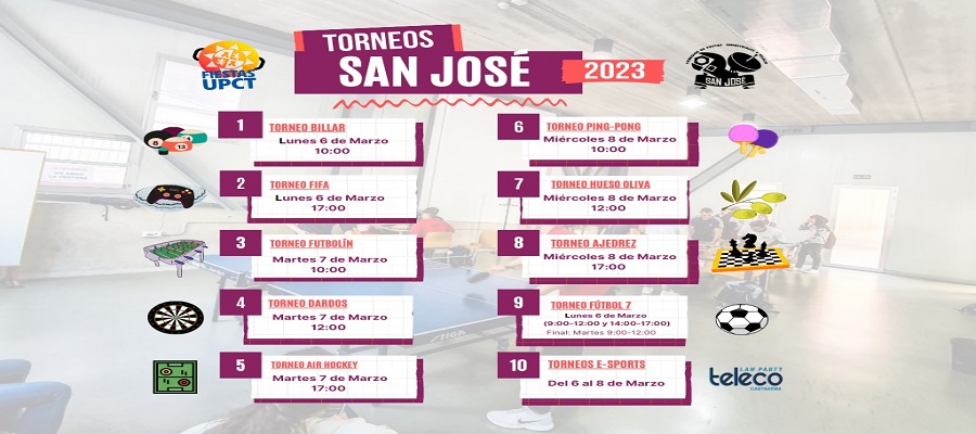 Torneos en la Casa del Estudiante con motivo de las Fiestas de San José UPCT 2023